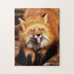 Grappig Fox die het aantikt is Tongue Legpuzzel