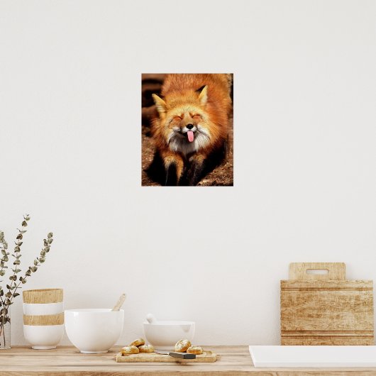 Grappig Fox die het aantikt is Tongue Poster (Keuken)