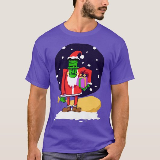 Grappig Frankenstein draagt kerstmanpak T-shirt (Voorkant)