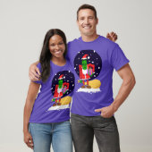 Grappig Frankenstein draagt kerstmanpak T-shirt (Unisex)