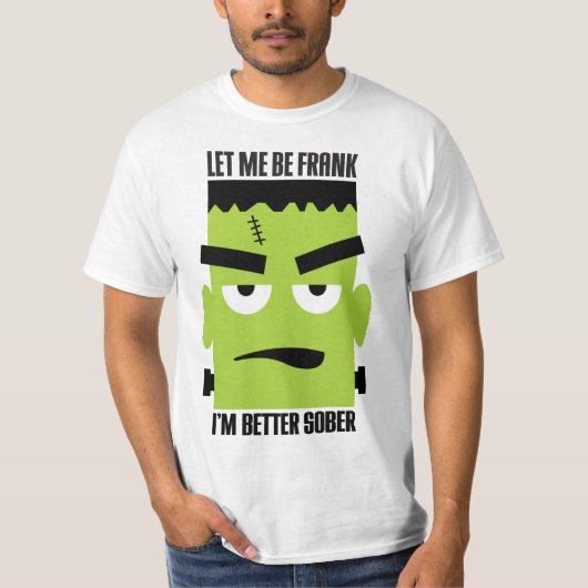 Grappig Frankenstein Gezicht voor Sober Halloween T-shirt (Voorkant)