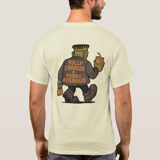 Grappig Frankenstein Halloween Cartoon Design T-shirt (Achterkant)