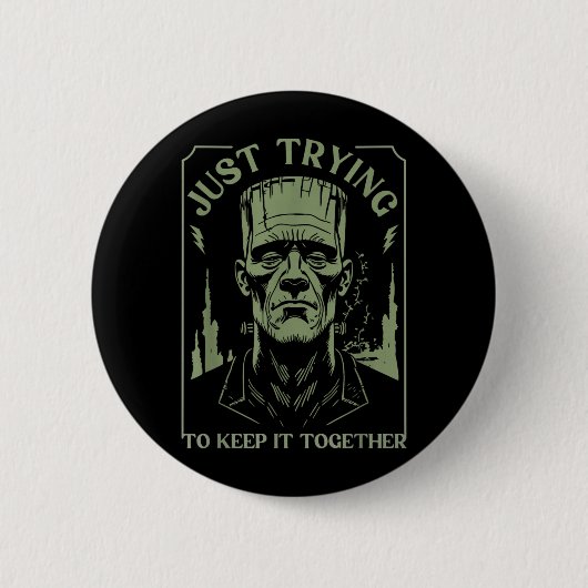 Grappig Frankenstein-monster dat probeert bij elka Ronde Button 5,7 Cm (Voorkant)