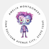Grappig Frankenstein Monster Halloween Fun - Adres Ronde Sticker (Voorkant)