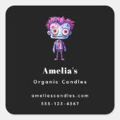Grappig Frankenstein Monster Halloween Fun Busines Vierkante Sticker (Voorkant)