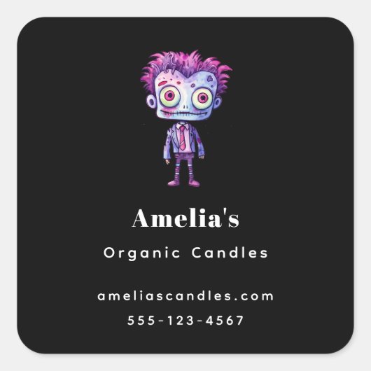 Grappig Frankenstein Monster Halloween Fun Busines Vierkante Sticker (Voorkant)