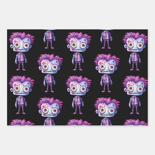 Grappig Frankenstein Monster Halloween Fun Pattern Inpakpapier Vel (Voorkant)