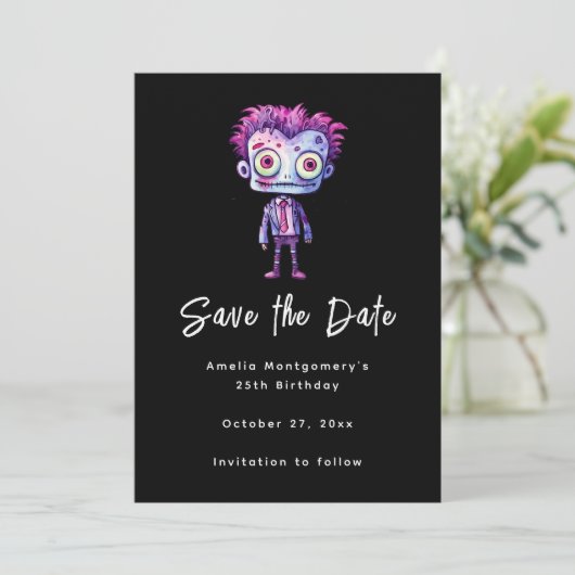 Grappig Frankenstein Monster Halloween Fun Save The Date (Staand voorkant)