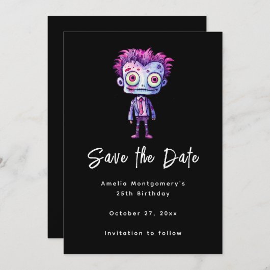 Grappig Frankenstein Monster Halloween Fun Save The Date (Voorkant / Achterkant)