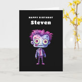 Grappig Frankenstein Monster Halloween Fun Verjaar Kaart (Gele Bloem)