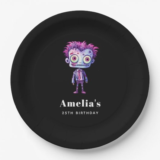 Grappig Frankenstein Monster Halloween Fun Verjaar Papieren Bordje (Voorkant)