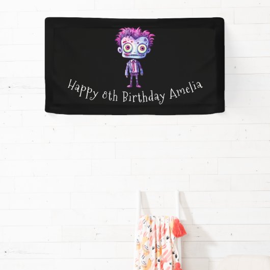 Grappig Frankenstein Monster Halloween Fun Verjaar Spandoek (Insitu)