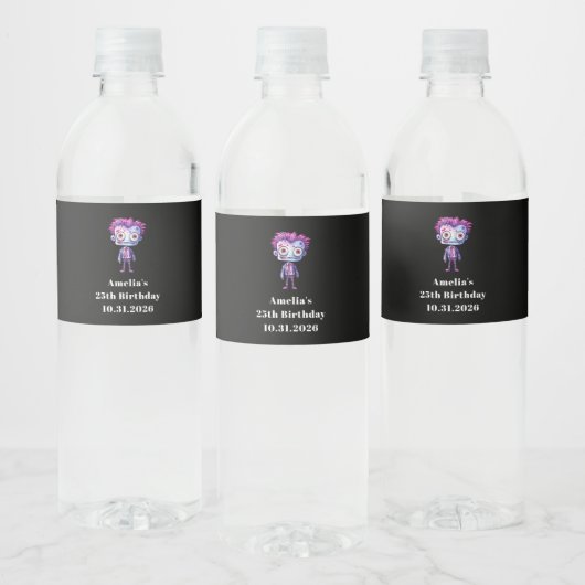 Grappig Frankenstein Monster Halloween Fun Verjaar Waterfles Etiket (Flessen)