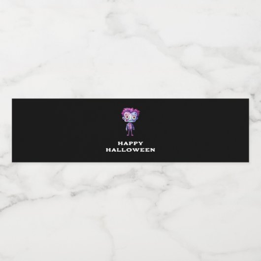 Grappig Frankenstein Monster Halloween Fun Waterfles Etiket (Enkel label)