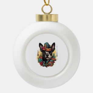 Grappig Frans Bulldog Art Classic T-shirt Keramische Bal Ornament