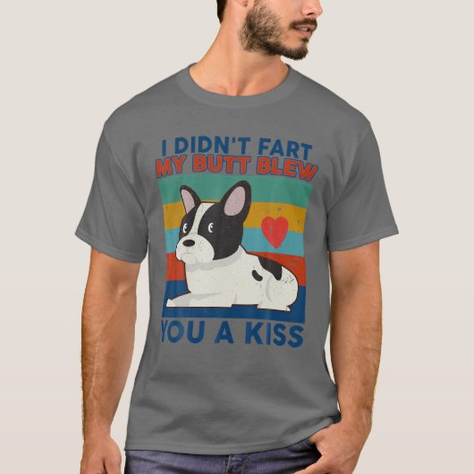 Grappig Frans Bulldog dat ik niet met m'n buik heb T-shirt (Voorkant)