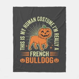 Grappig Frans Bulldog Halloween Menselijk Kostuum Fleece Deken