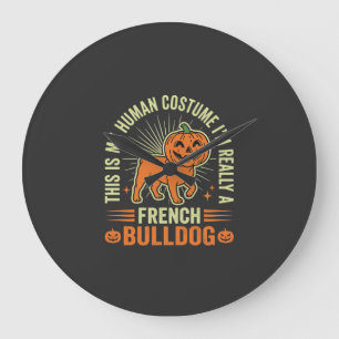 Grappig Frans Bulldog Halloween Menselijk Kostuum Grote Klok