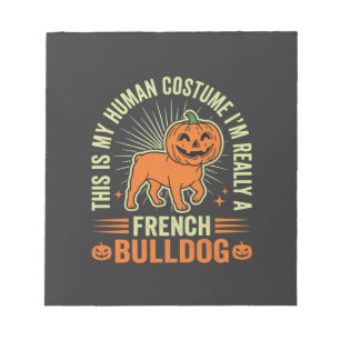 Grappig Frans Bulldog Halloween Menselijk Kostuum Notitieblok