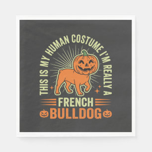 Grappig Frans Bulldog Halloween Menselijk Kostuum Servet