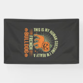 Grappig Frans Bulldog Halloween Menselijk Kostuum Spandoek (Horizontaal)