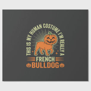 Grappig Frans Bulldog Halloween Menselijk Kostuumo Cadeaupapier