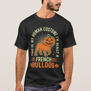 Grappig Frans Bulldog Halloween Menselijk Kostuumo T-shirt