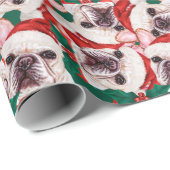 Grappig Frans Bulldog Kerstpatroon Cadeaupapier (Rol Hoek)