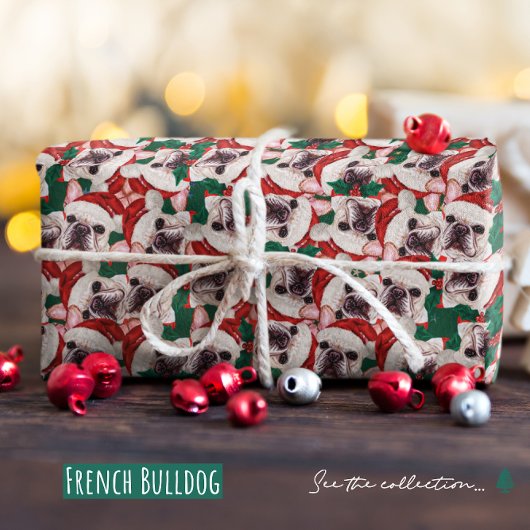 Grappig Frans Bulldog Kerstpatroon Cadeaupapier