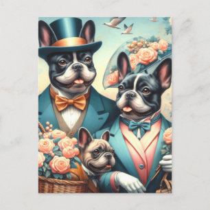 Grappig Frans Bulldog schilderij Briefkaart