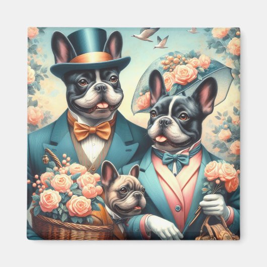 Grappig Frans Bulldog schilderij Magneet (Voorkant)