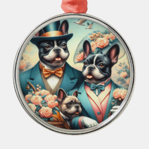 Grappig Frans Bulldog schilderij Metalen Ornament