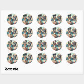 Grappig Frans Bulldog schilderij Ronde Sticker (Vel)
