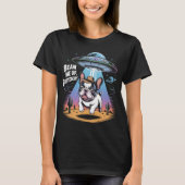 Grappig Frans Bulldog UFO Alien Abduction T-Shirt (Voorkant)