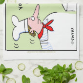 Grappig Frans Chef Gourmet Cartoon Keukenhanddoek (Gevouwen)