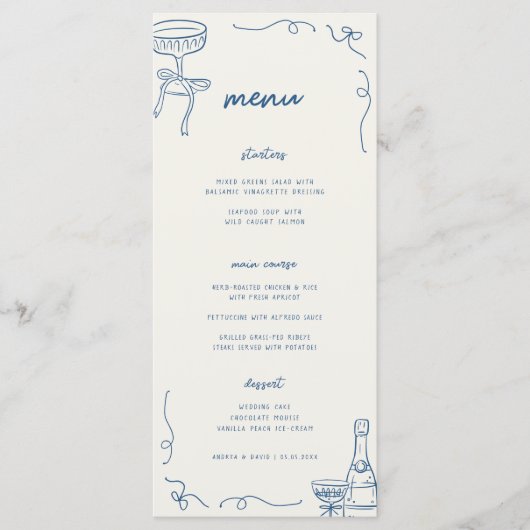 Grappig Frans leuk verlovingsfeest of bruiloft Menu (Voorkant)