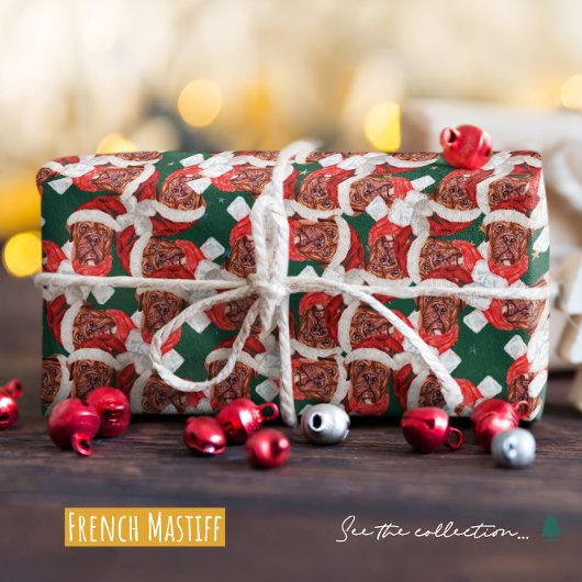 Grappig Frans Mastiff Kerstpatroon Cadeaupapier