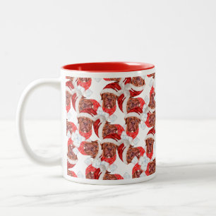 Grappig Frans-Mastiff Kerstpatroon Tweekleurige Koffiemok