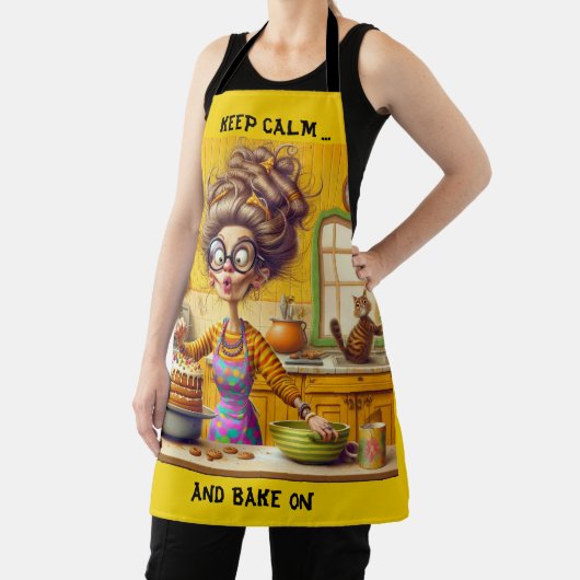 Grappig Frazzled dame bakker cartoon Schort (Insitu)