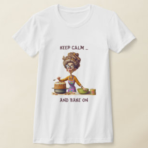 Grappig Frazzled dame bakker cartoon T-shirt