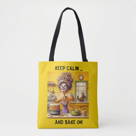 Grappig Frazzled dame bakker cartoon Tote Bag (Voorkant)