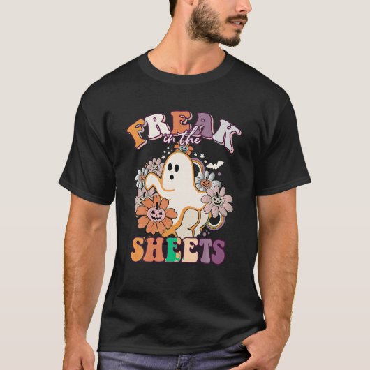 Grappig freak in het blad lakens Ghost Spooky H T-shirt (Voorkant)