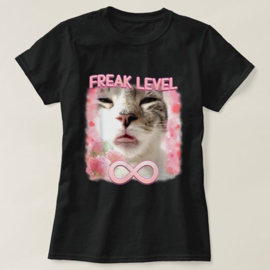Grappig Freak Level Freaky Ahh Cat Meme T-shirt (Design voorkant)