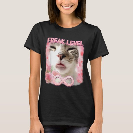 Grappig Freak Level Freaky Ahh Cat Meme T-shirt (Voorkant)