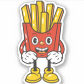 Grappig Fries Cartoon Karakter Sticker (Voorkant)