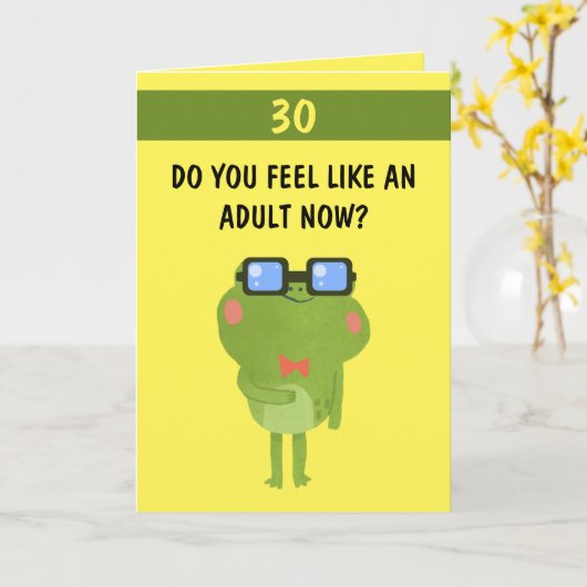 Grappig Frog Yellow Custom Son 30th Birthday Kaart (Gele Bloem)