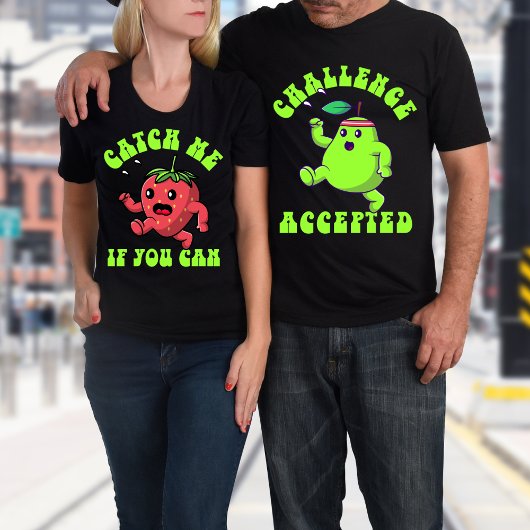 Grappig Fruit Custom Naam Matching Running Couples T-shirt