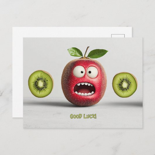 Grappig fruit gezicht veel geluk briefkaart (Voorkant / Achterkant)