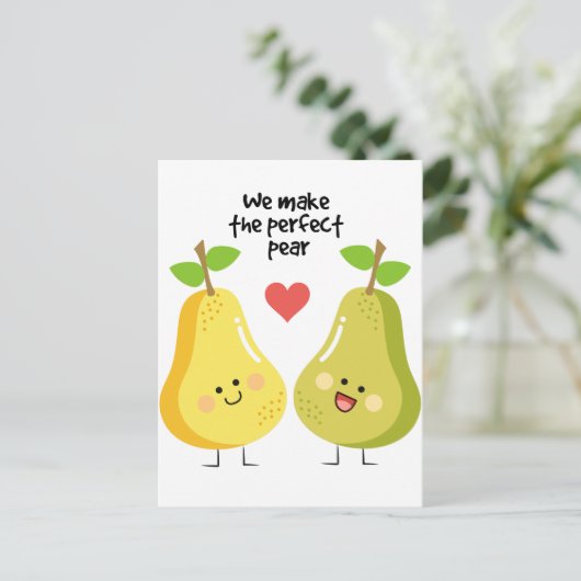 Grappig fruit pun maken we de perfecte peren briefkaart (Staand voorkant)