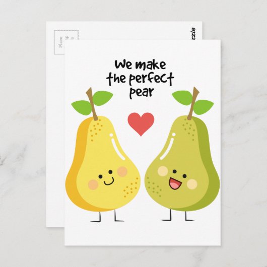 Grappig fruit pun maken we de perfecte peren briefkaart (Voorkant / Achterkant)